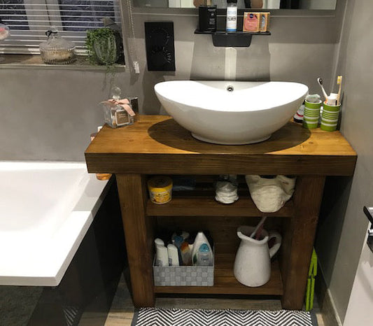 Chunky Wooden Bathroom Basin Unit - solid wood vanity