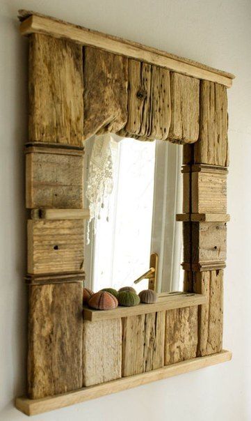 Square Mirror - Crafted from Quality Pallet Wood, Distressed for Unique Beauty