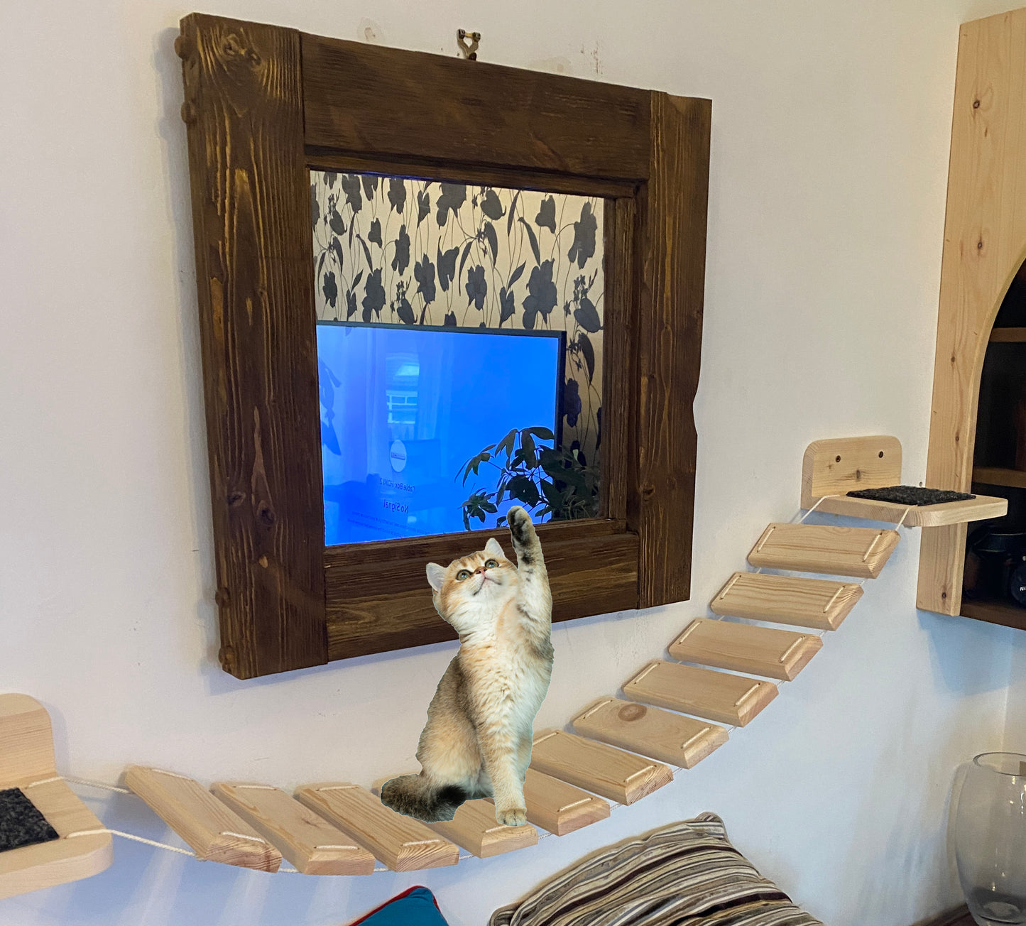 Cat Wall Bridge, Catio style in solid wood