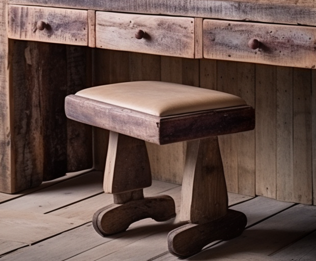 Chunky distressed stools for dressers