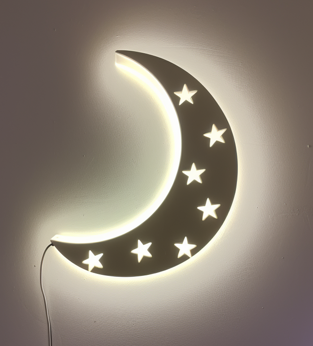 Baby Night Light, Moon shape with LED Back glow light, Battery operated