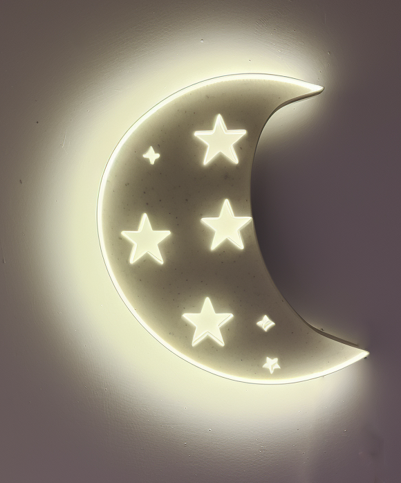 Baby Night Light, Moon shape with LED Back glow light, Battery operated
