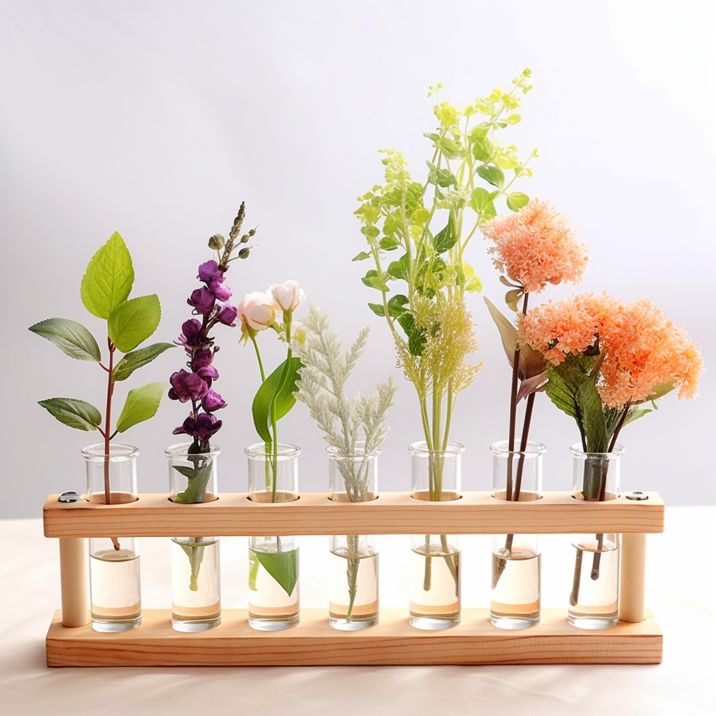 Test Tube Vase Flower Pot Propagation Station - Ideal for Parties, Desktops, and Weddings