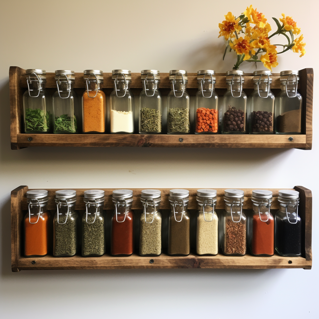 Rustic Elegance: Durable Spice Racks Crafted from Distressed Old Timber