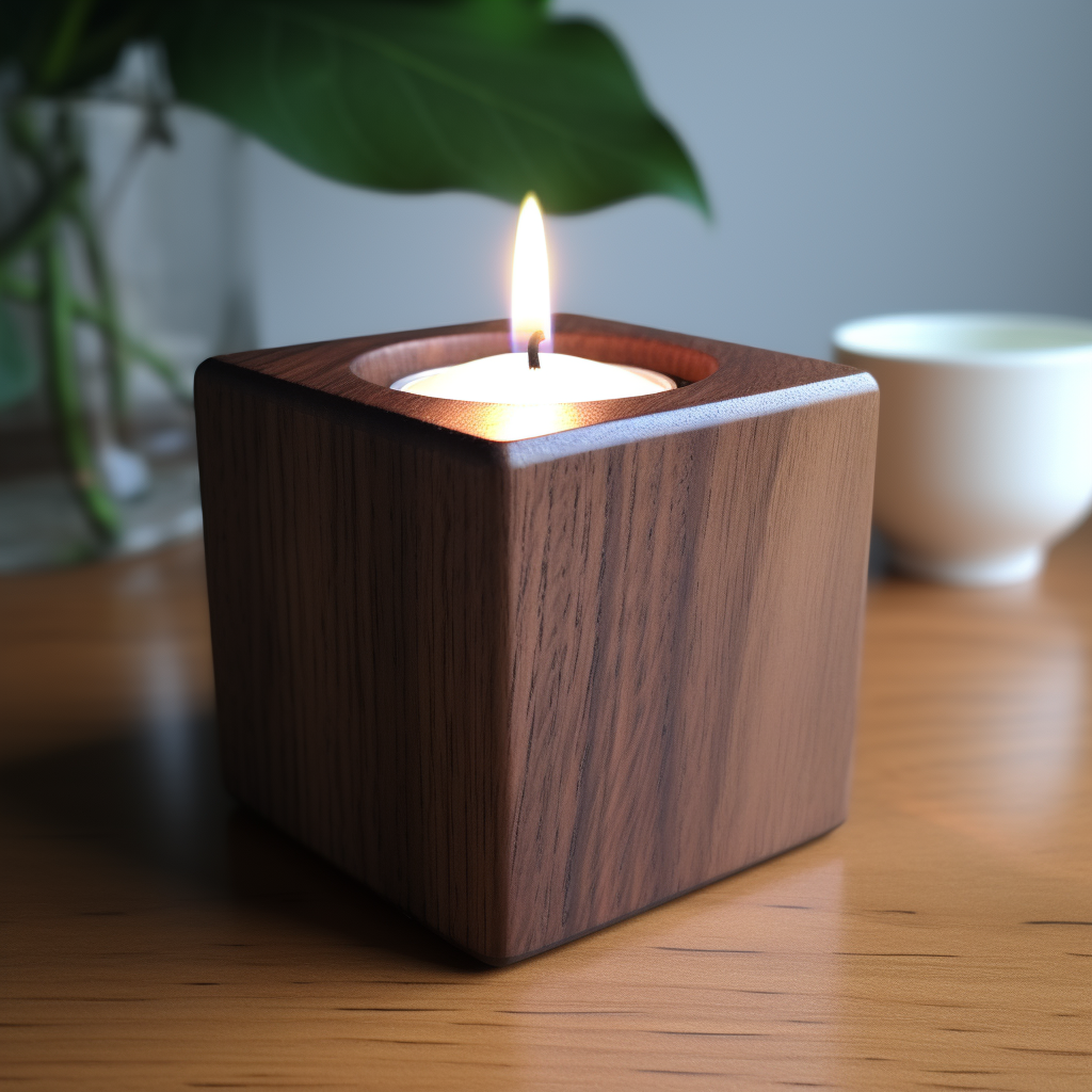 Tea Light Holder in Solid Pine with a Wax Oak Dark Stain Finish. 10cm £5 for first 100 people