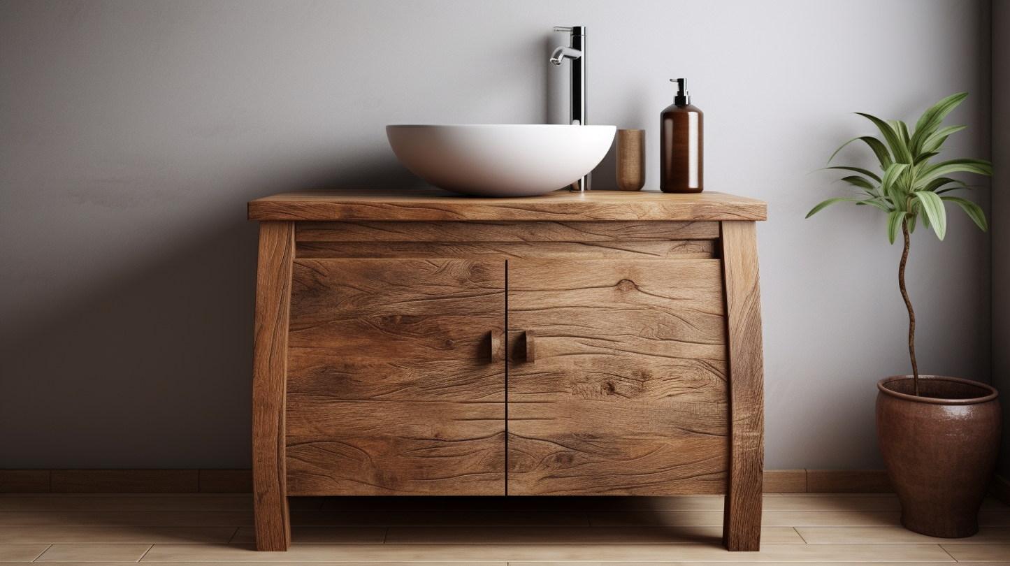 Solid wooden stylish bathroom vanity unit. Single sink beautiful bathroom at a great price
