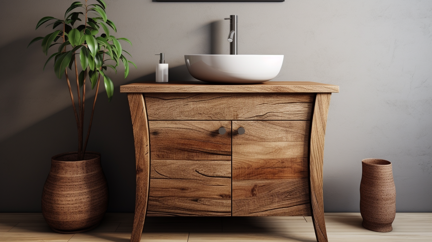 Solid wooden stylish bathroom vanity unit. Single sink beautiful bathroom at a great price