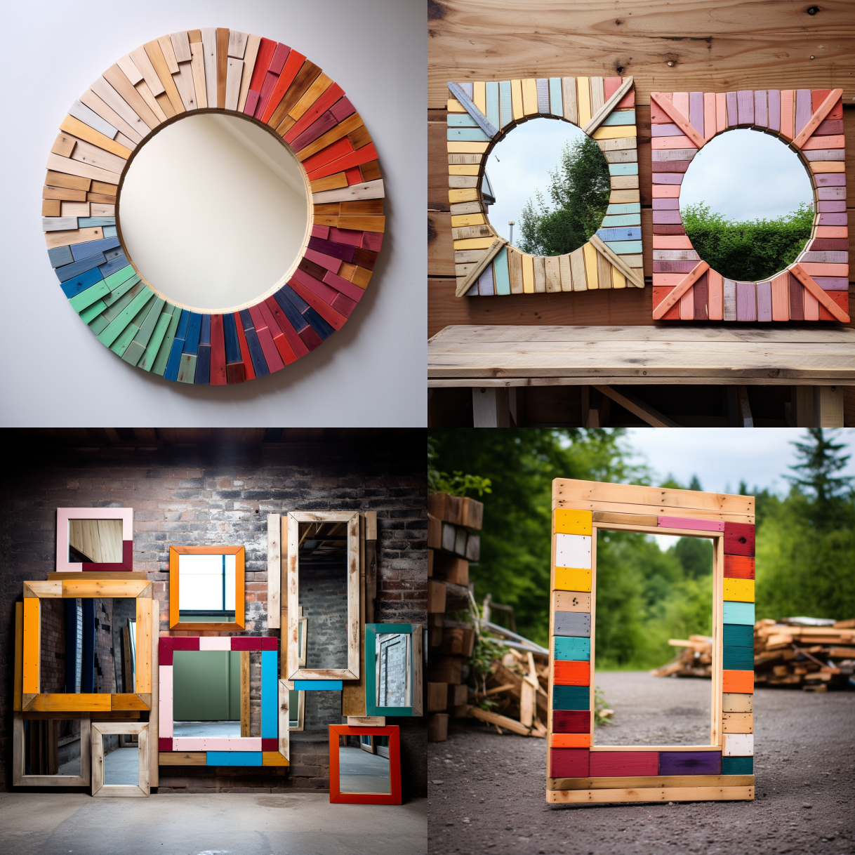 Circular and square Mirrors- Crafted from Quality Pallet Wood, Distressed for Unique Beauty