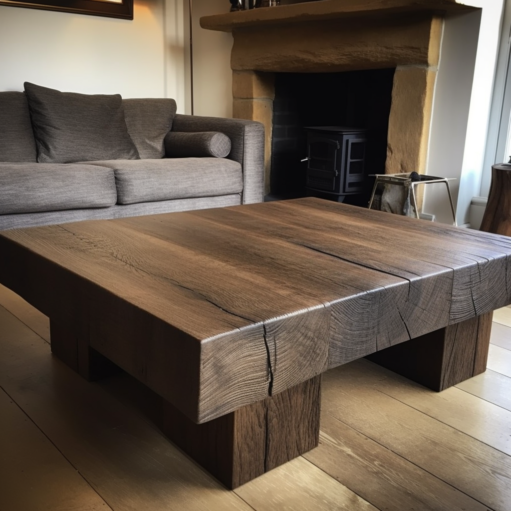 Solid Sleeper style Coffee table. Sanded and polished to hi gloss lacquered finish