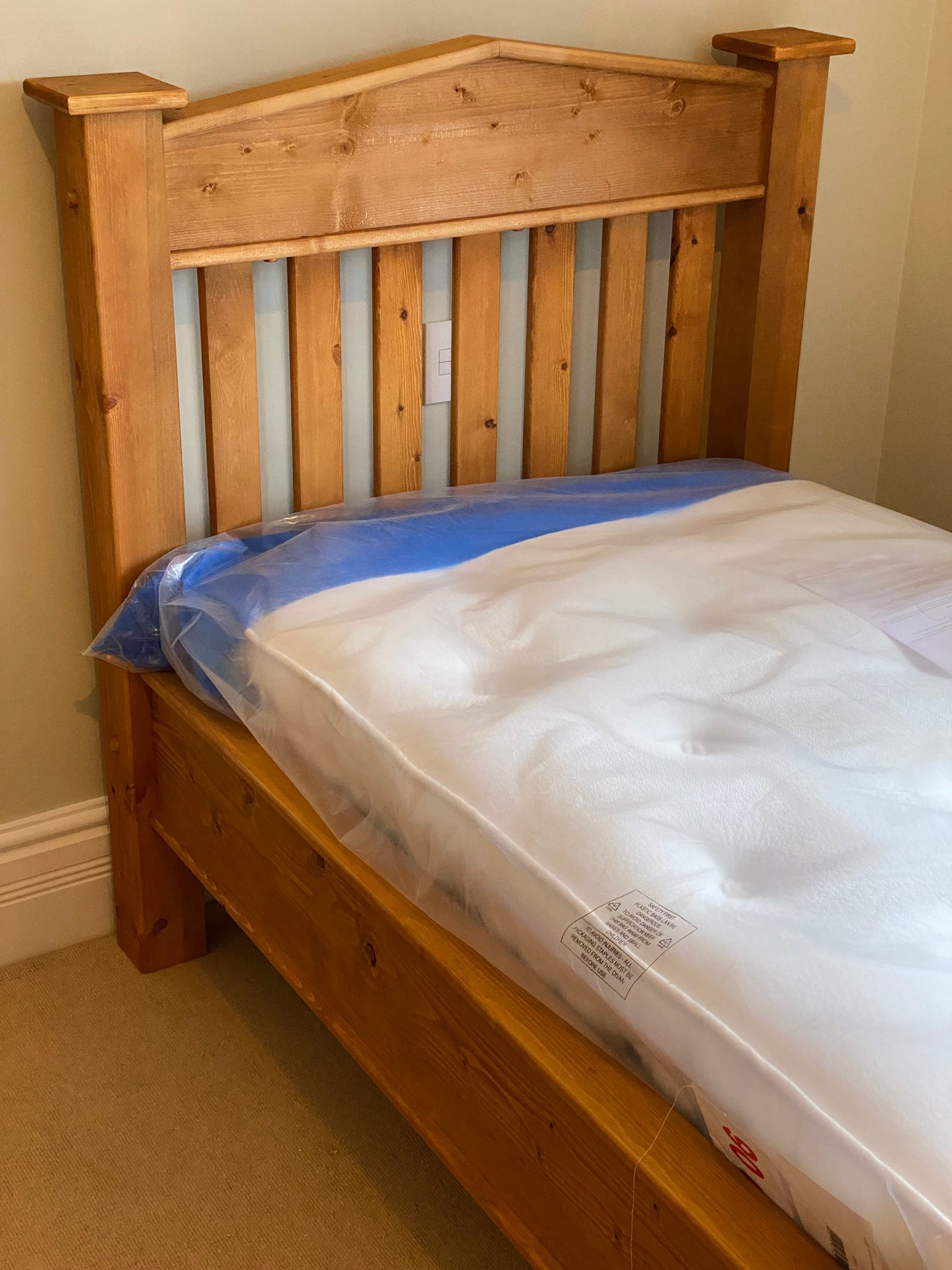 Chunky Wooden Double Bed made to order from Distressed Pine